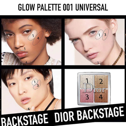 Paleta de Iluminadores BACKSTAGE Glow Face Palette - Dior vista frontal con fondo blanco.