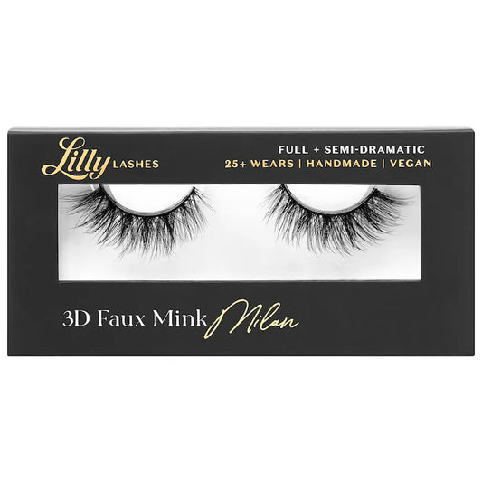 Pestañas postizas reutilizables 3D Faux Mink Lashes - Lilly Lashes vista frontal con fondo blanco.