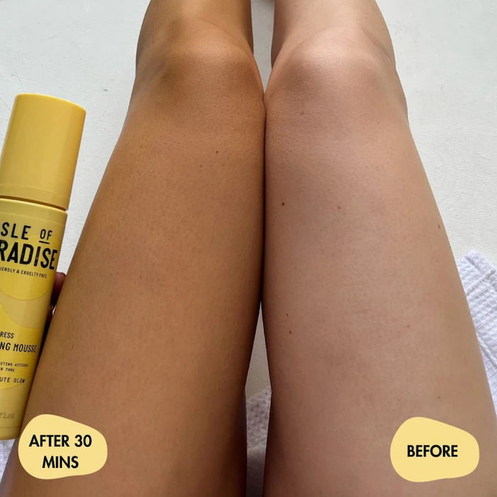 Autobronceador Express Self-Tanning Mousse - Isle of Paradise vista frontal con fondo blanco.