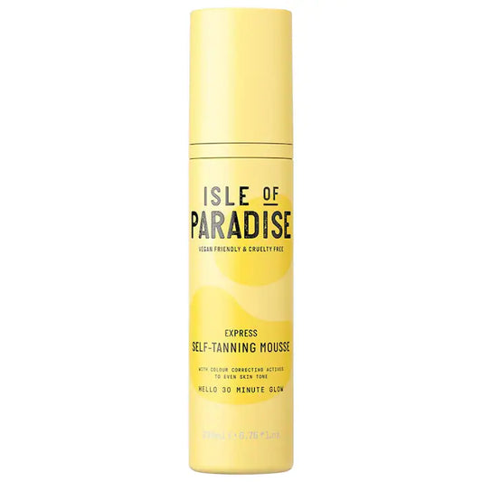 Autobronceador Express Self-Tanning Mousse - Isle of Paradise vista frontal con fondo blanco.