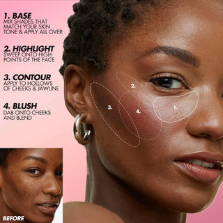 Paleta HD SKIN FACE ESSENTIALS PALETTE 4 en 1 (base + contorno + iluminador + rubor en crema) - MAKE UP FOR EVER