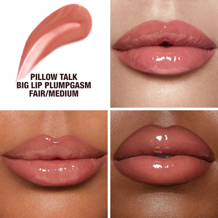 Lip Gloss Voluminizador Pillow Talk™ Big Lip Plumpgasm - Charlotte Tilbury vista frontal con fondo blanco.