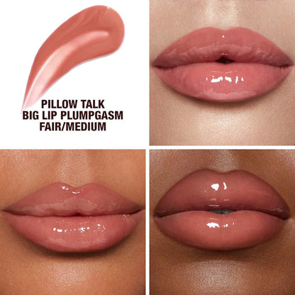 Lip Gloss Voluminizador Pillow Talk™ Big Lip Plumpgasm - Charlotte Tilbury vista frontal con fondo blanco.