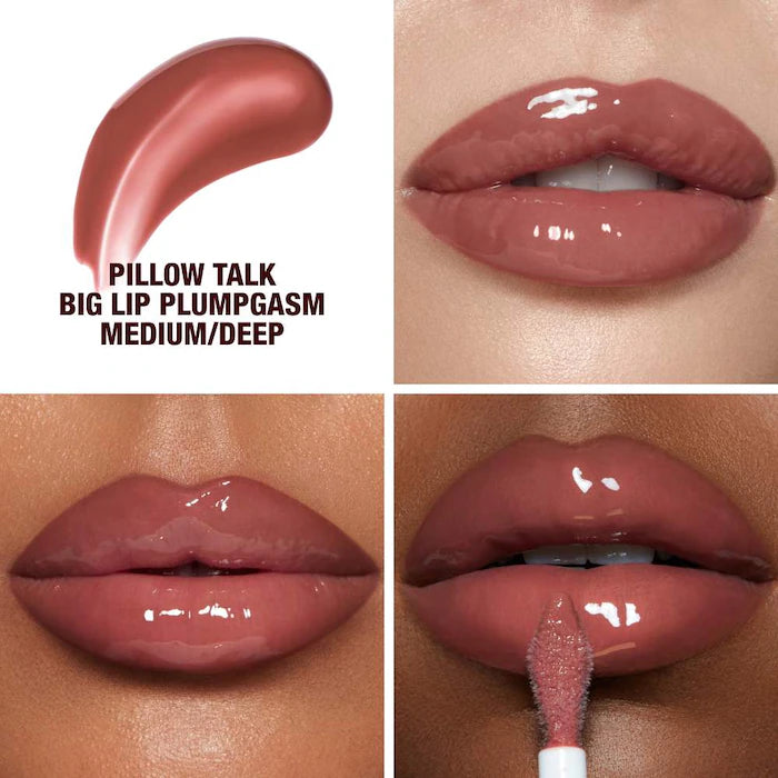 Lip Gloss Voluminizador Pillow Talk™ Big Lip Plumpgasm - Charlotte Tilbury vista frontal con fondo blanco.