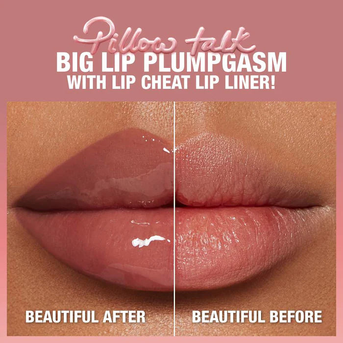 Lip Gloss Voluminizador Pillow Talk™ Big Lip Plumpgasm - Charlotte Tilbury vista frontal con fondo blanco.