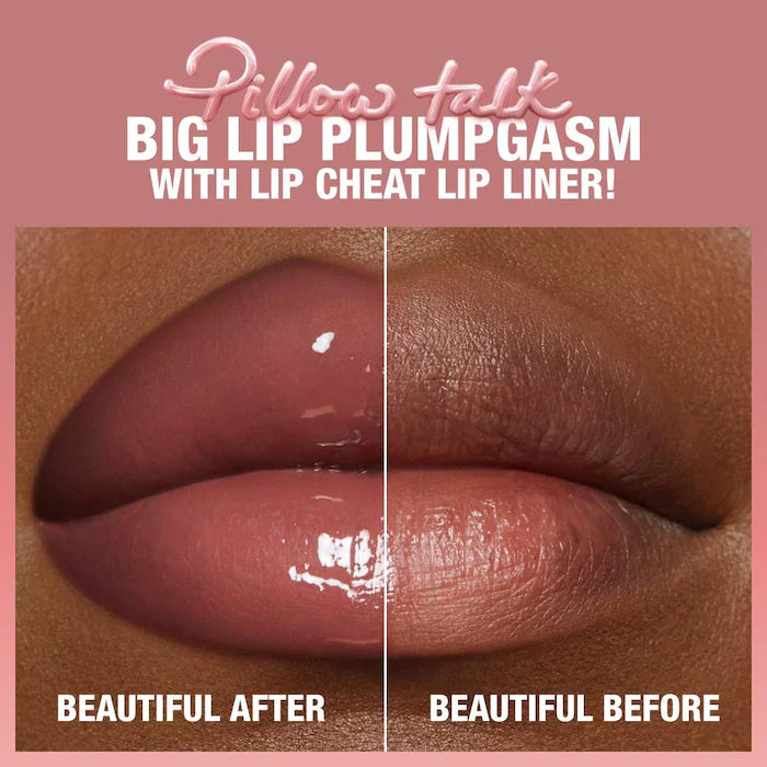 Lip Gloss Voluminizador Pillow Talk™ Big Lip Plumpgasm - Charlotte Tilbury vista frontal con fondo blanco.