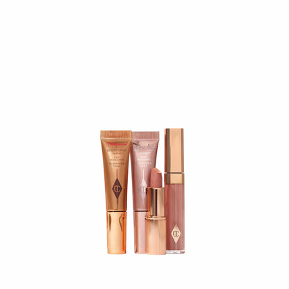 Set Lip + Cheek Rubor Pillow Talk Secrets Set - Charlotte Tilbury vista frontal con fondo blanco.