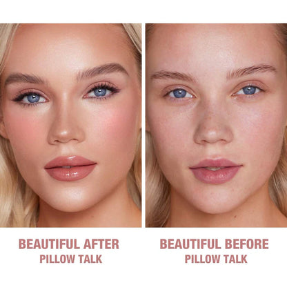 Set Lip + Cheek Rubor Pillow Talk Secrets Set - Charlotte Tilbury vista frontal con fondo blanco.