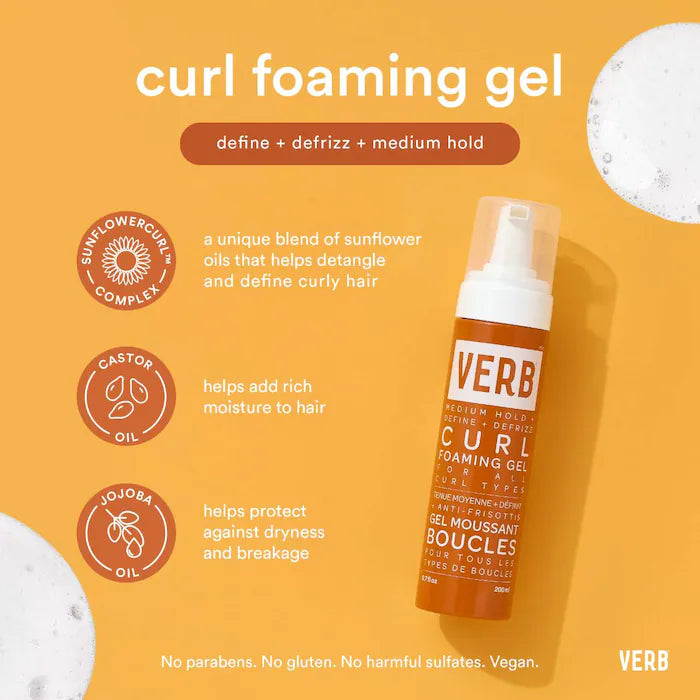 Curl Foaming Gel Define + Anti Frizz para cabellos rizados - Verb