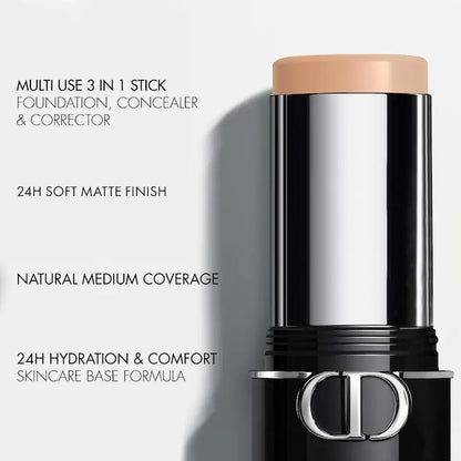 Base en Barra Unreal Forever Skin Perfect 24H Multi Use Foundation - DIOR vista frontal con fondo blanco.