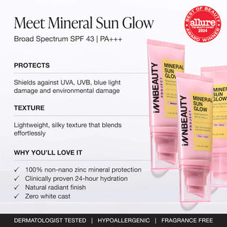 Protector solar facial Mineral Sun Glow Broad Spectrum Sunscreen SPF 43 PA +++ con péptidos y vitamina C - INNBEAUTY PROJECT