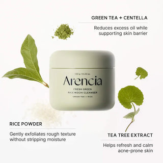 Limpiador facial Fresh Green Rice Mochi Foaming Cleanser con té verde para el acné - Arencia