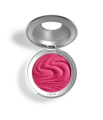 Rubor Satin matte blush - R.E.M. Beauty vista frontal con fondo blanco.